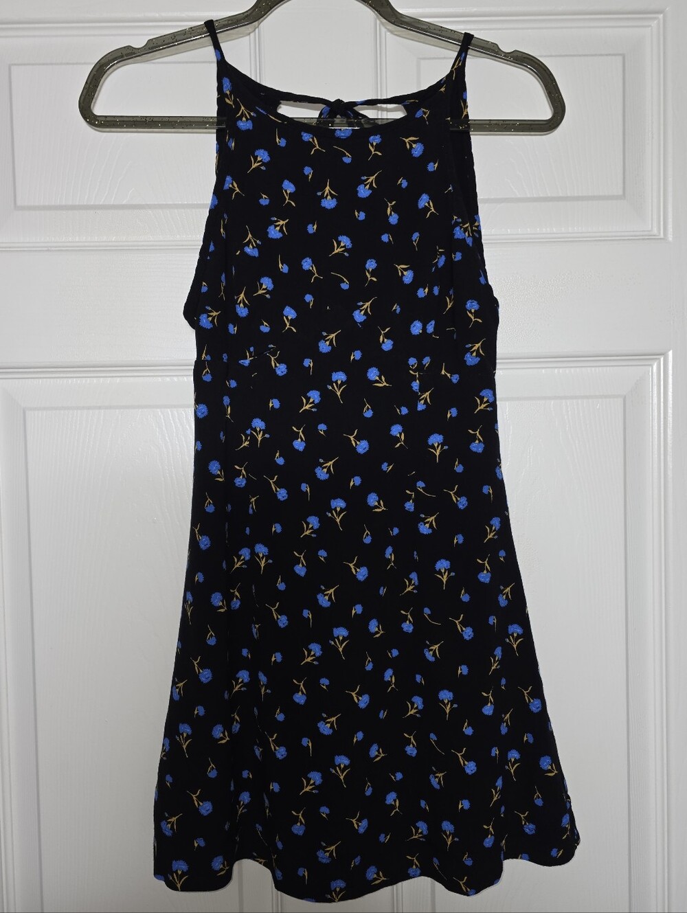 Urban Outfitters Black And Blue Floral Tie Back Mini Dress Size 4